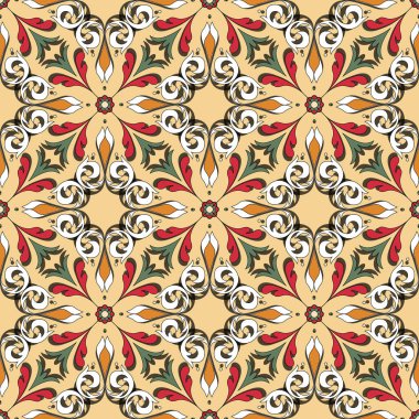 Dantelsiz desen. Doğuya özgü parlak bir iz, çiçek desenli güzel dekoratif elementler. Herhangi bir iç mekan için güzel ve şık bir dekorasyon..