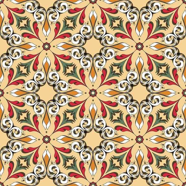 Patrón Sin Costuras Encaje Estampado Brillante Estilo Oriental Textura Floral — Archivo Imágenes Vectoriales