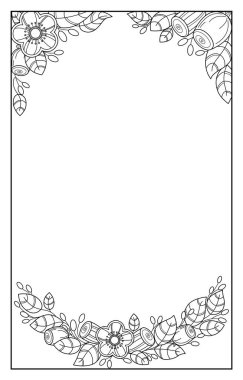 Soyut kontür tasarımı, stilize elma çiçekleri ve yapraklar. Güzel siyah beyaz çiçek deseni. Göze çarpan reklam projelerinizden herhangi birinin modaya uygun ve göz alıcı dekorasyonu..