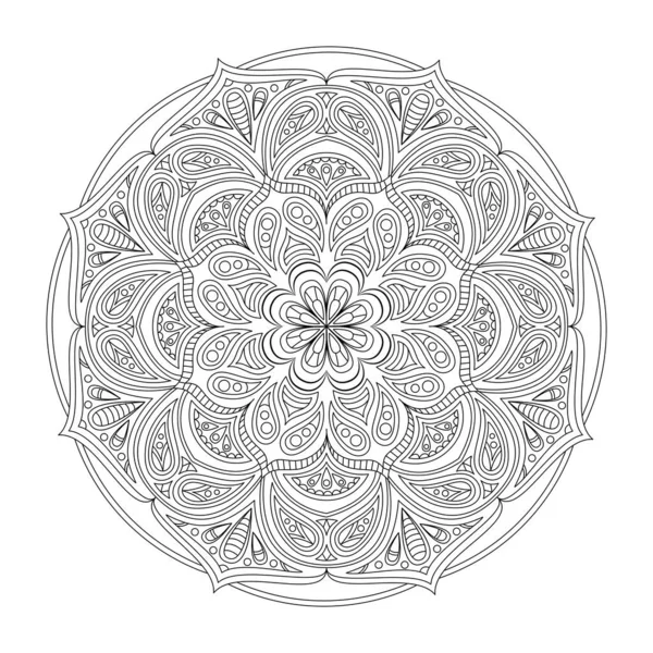 Mandala Vetorial Para Colorir Padrão Redondo Com Elementos Decorativos Decoração — Vetor de Stock