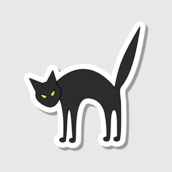 Vektör Karikatür Kızgın Kedi Çıkartması Dekorasyon Için Cadılar Bayramı Karakteri — Stok Vektör