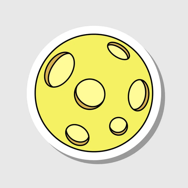 Sticker Dessin Animé Vectoriel Pleine Lune Lune Magique Isolée Élément — Image vectorielle