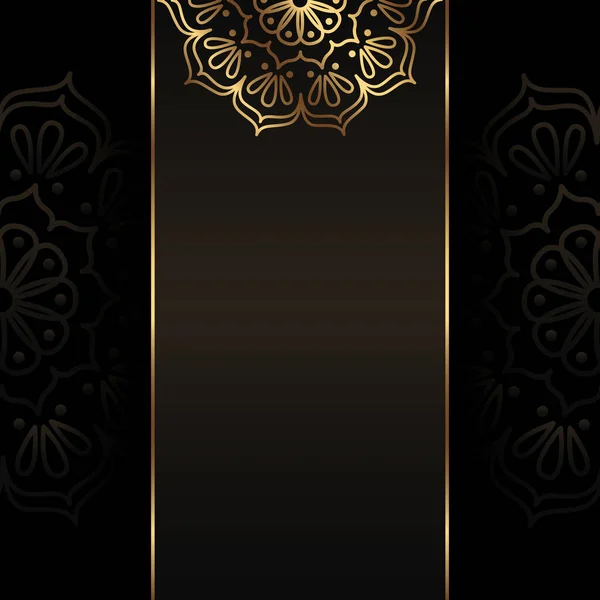 Vector Donkere Vierkante Premium Banner Met Gouden Mandala Luxe Achtergrond — Stockvector