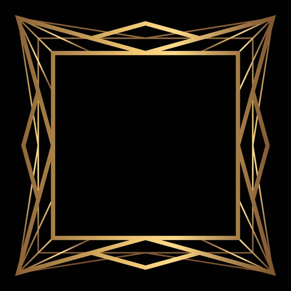 Διάνυσμα Χρυσό Πλαίσιο Στο Μαύρο Φόντο Μεμονωμένα Art Deco Τετράγωνο — Διανυσματικό Αρχείο