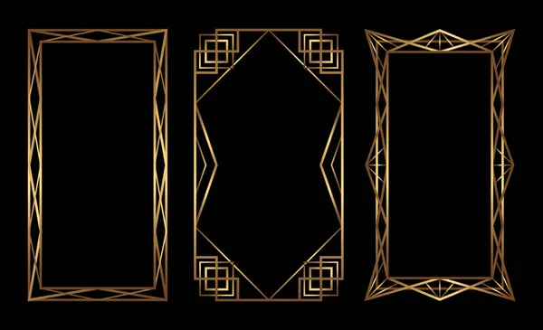 Altın dikey çerçeve Art Deco tarzı. Boş boşluklu lüks altın sınırlar