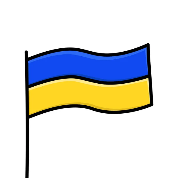ドアスタイルのベクターウクライナのフラグ 黒の輪郭を持つ青と黄色の孤立したフラグ ウクライナと — ストックベクタ