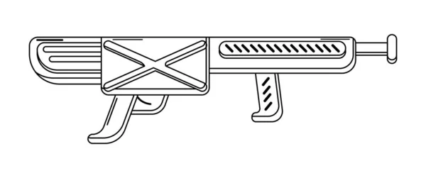 Pistola Blaster Vettoriale Linenear Bianco Isolato Contorno Giocattolo Fucile Colorare — Vettoriale Stock