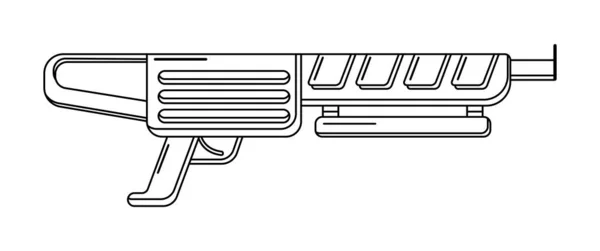 Pistola Blaster Vettoriale Linenear Bianco Isolato Contorno Giocattolo Fucile Colorare — Vettoriale Stock