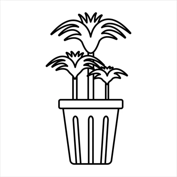 Icône Dracena Vecteur Linéaire Image Contour Isolée Plante Intérieur Sur — Image vectorielle