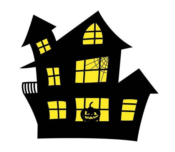Vector Haunted House Ilustración Glifo Para Halloween Negro Casa Halloween — Vector de stock
