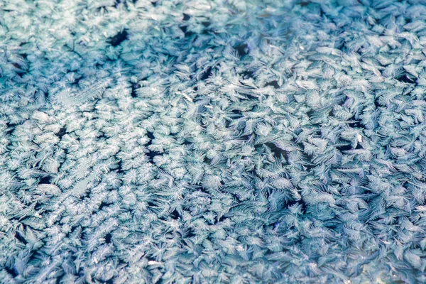 Замороженное Окно Стекло Замороженная Роса Водяной Узор Текстура Красивые Обои — стоковое фото