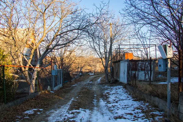 Snowy Village Road Georgia — стокове фото