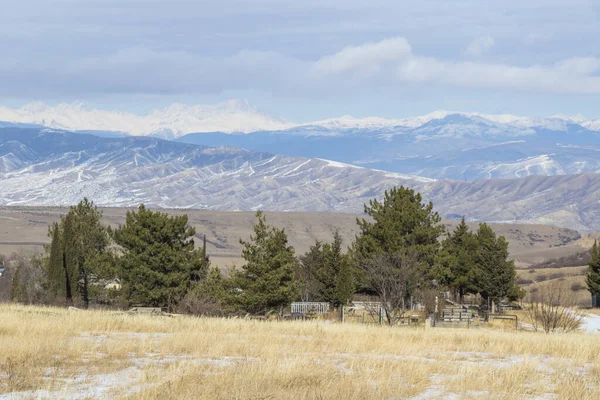 Mountain Range Winter Landscape View Georgia Cloudy Weather — Stock Photo, Image