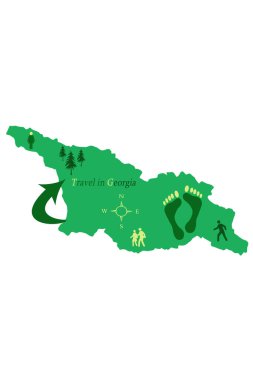 Gürcistan haritası çizimi, Gürcistan seyahati, beyaz arkaplan