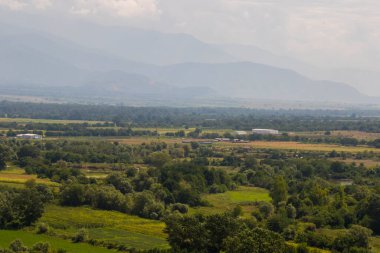 Kakheti view and landscape from the helicopter, Georgian nature beauty