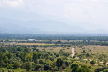 Kakheti view and landscape from the helicopter, Georgian nature beauty