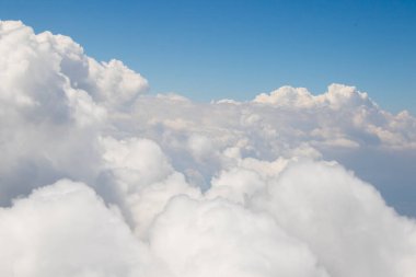 Blue sky and clouds background, high angle view of the clouds