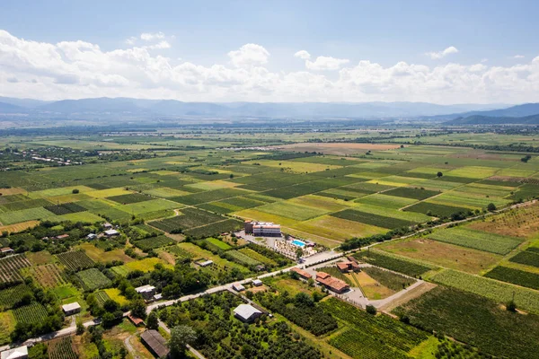 Telavi View Helicopter High Angle View Village Fields Georgian Country — Stok fotoğraf