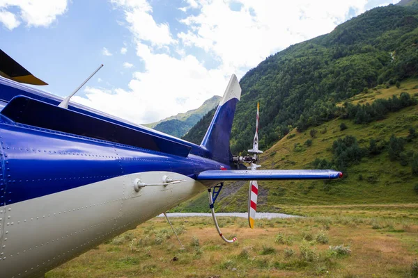 Helicopter Tail Close Blue White Helicopter View — Stock fotografie