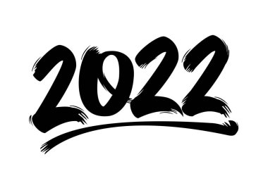 2022 yılbaşı tebrik kartı için fırça darbesi metni illüstrasyonu