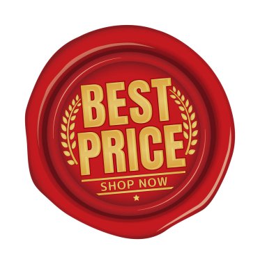Ecommerce sitesi için en iyi fiyat simgesi illüstrasyonu vs. (balmumu motifi mühürleniyor )