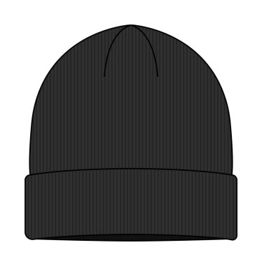 Beanie şapka (örgü başlığı) şablon vektör illüstrasyonu: