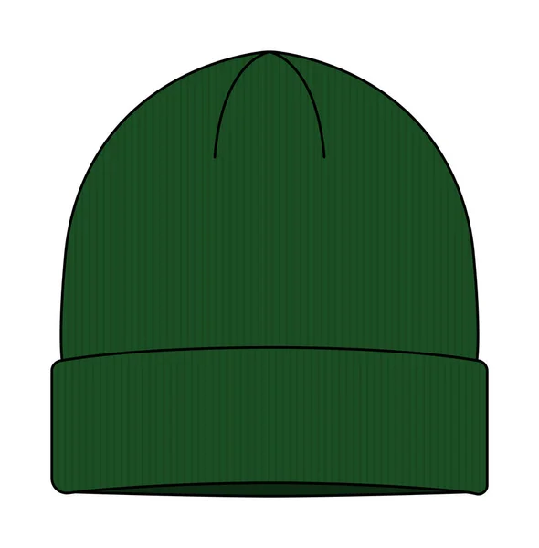 ビーニー帽子 ニットキャップ テンプレートベクトルイラスト グリーン — ストックベクタ