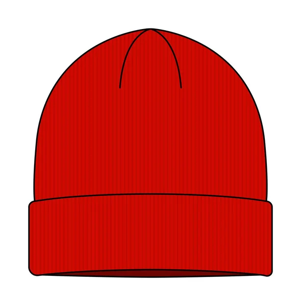 Beanie Hat Knit Cap Template Vector Illustration Red — Stock Vector