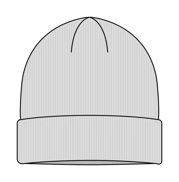 Beanie Hat Knit Cap Template Vector Illustration White — Stock Vector