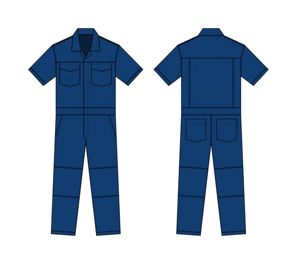 Mangas Curtas Macacão Trabalho Jumpsuit Boilersuit Modelo Ilustração Vetorial —  Vetores de Stock