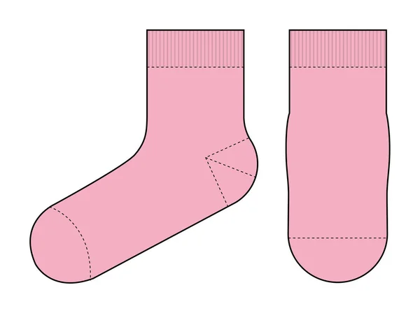 Κάλτσες Πρότυπο Διανυσματική Απεικόνιση Μπροστινή Και Πλευρική Άποψη Ροζ — Διανυσματικό Αρχείο