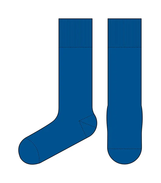 Κάλτσες Πρότυπο Διανυσματική Απεικόνιση Εμπρόσθια Πλευρική Προβολή Μπλε — Διανυσματικό Αρχείο