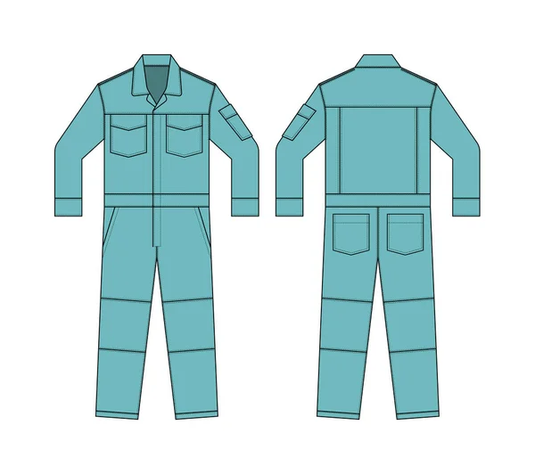 Arbeitsanzug Mit Langen Ärmeln Jumpsuit Boilersuit Vorlage Vektorillustration Hellblau — Stockvektor