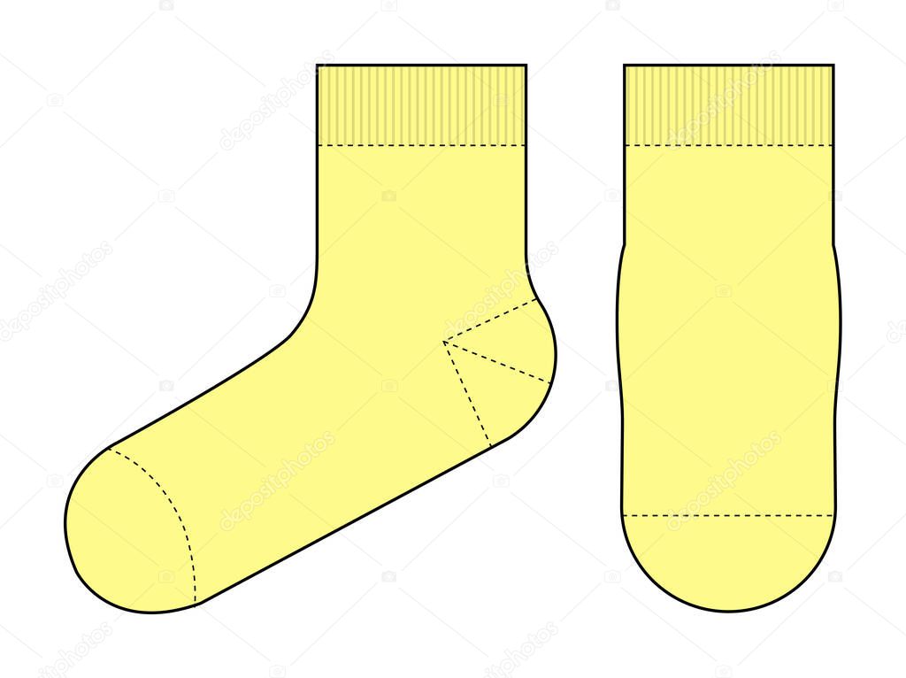 Socks template vector illustration ( front & side view) | yellow