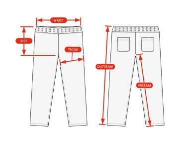 Giysi boyutu çizelgesi çizimi (rahat forma pantolonu, eşofman altı )