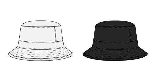 Bucket hat template vector illustration set