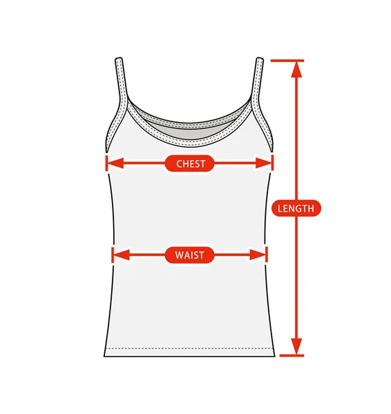 Kleding Maattabel Vector Illustratie Vrouw Camisole Jurk — Stockvector