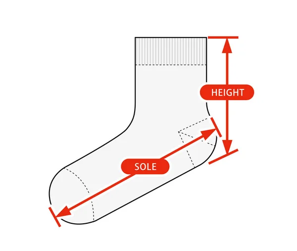 Illustrazione Tabella Delle Dimensioni Dell Abbigliamento Vettoriale Sock — Vettoriale Stock
