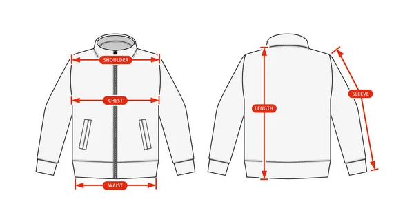 Векторная Иллюстрация Размера Одежды Варсити Куртка Jursey — стоковый вектор