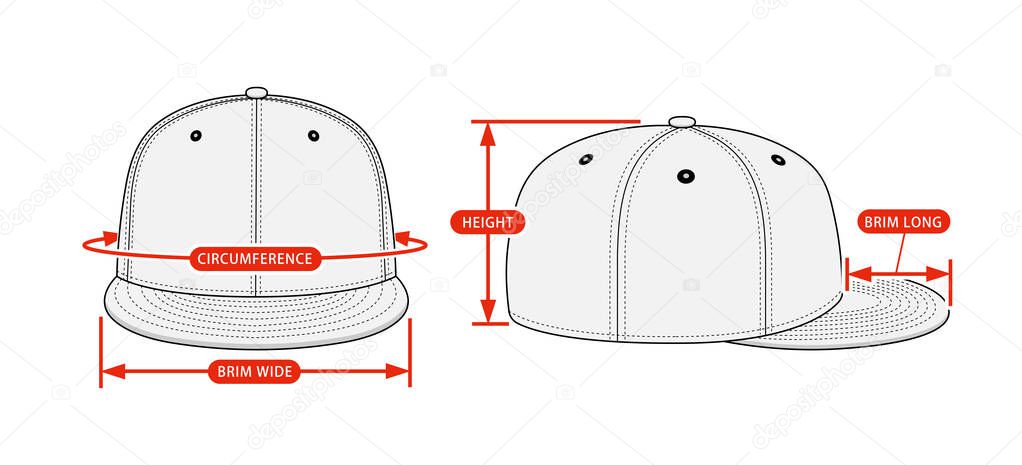 Clothing size chart vector illustration ( Baseball cap )