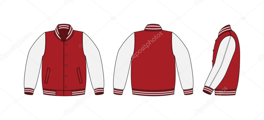 Varsity jacket ( baseball jacket )  template illustration(front,back and side ) 