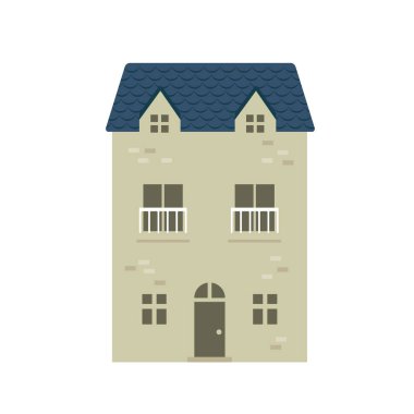 cartoon building / house flat design illustration (front view)	