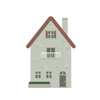 cartoon building / house flat design illustration (front view)	