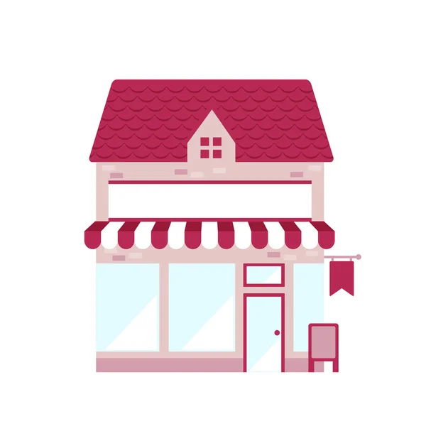 Cartoon Small Shop Flat Design Illustration Front View — 图库矢量图片