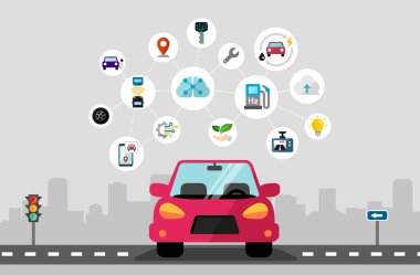 Akıllı araba konsepti vektör illüstrasyonu