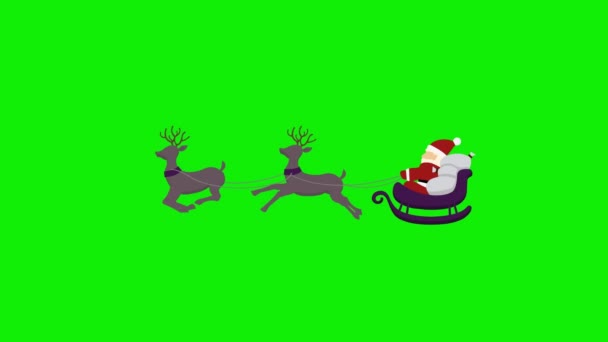 Santa Claus Moving Animation Christmas Green Background Chroma Key — Stock Video