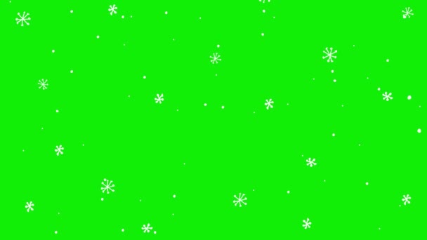 Płynna Animacja Spadających Płatków Śniegu Zielone Tło Użycia Klucza Chroma — Wideo stockowe