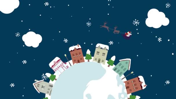 Felices Fiestas Paisaje Urbano Invierno Animación Ilustración Mp4 — Vídeos de Stock