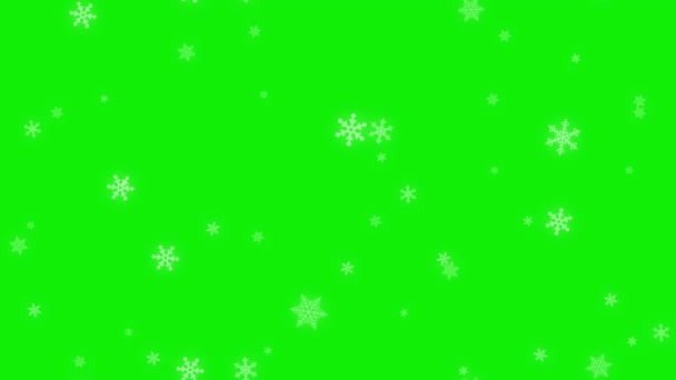 Animación Inconsútil Copos Nieve Que Caen Fondo Verde Para Uso — Vídeo de stock