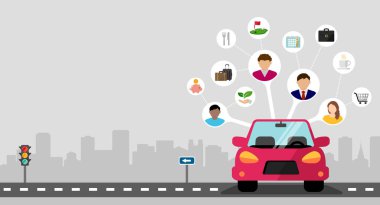 Araba paylaşım konsepti vektör illüstrasyonu